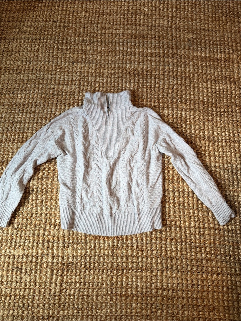 J. Crew Cream Cable-Knit Half-Zip Turtleneck Sweater